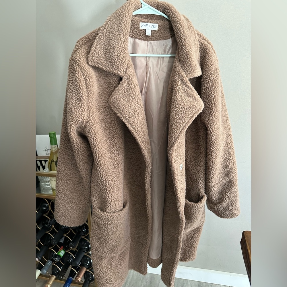 She + Sky Taupe Sherpa Jacket